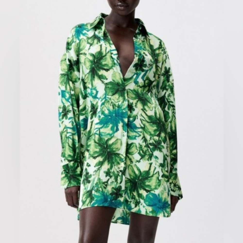 Zara Tropical print over sized top size Large